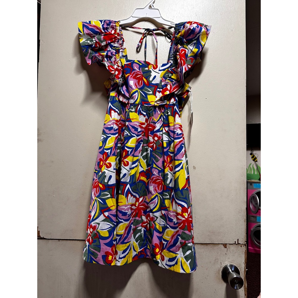 Free Assembly Women Paradise Floral Flutter Sleeve Mini Dress Multi XS NWT